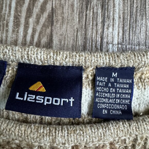 Liz Claiborne Wool Fisherman Sweater Womens M 3D Knit Nordic Vintage Oversized - Picture 4 of 7